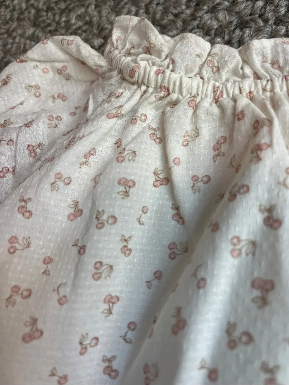 Bonpoint Cream Dress and Bloomer Set with Pink Floral Print